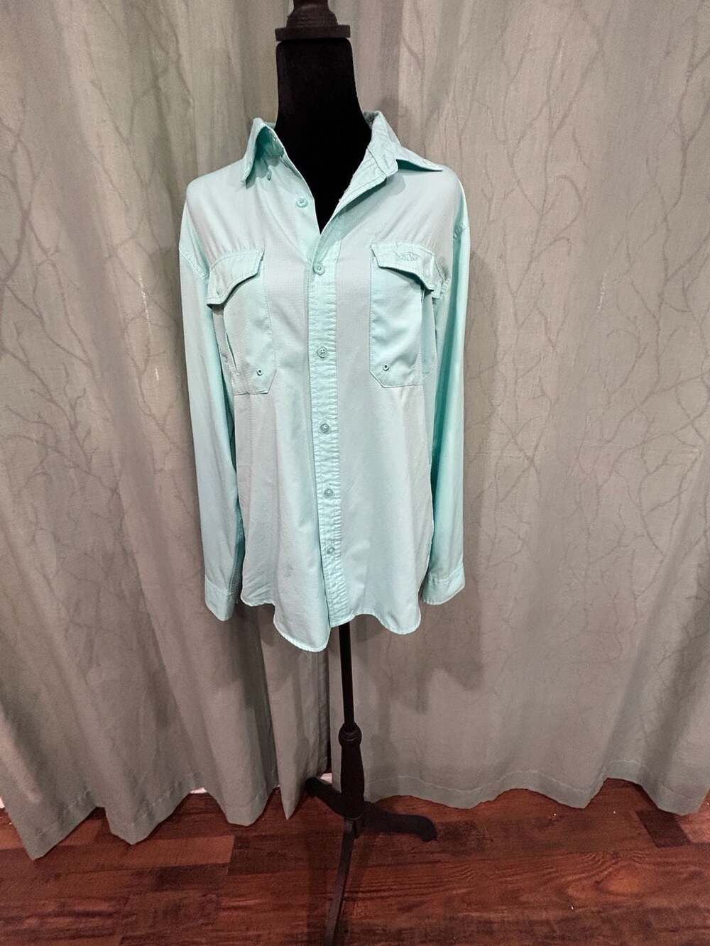 AFTCO Women's Performance Shirt Vented XL Blue Snap Buttons Polyester